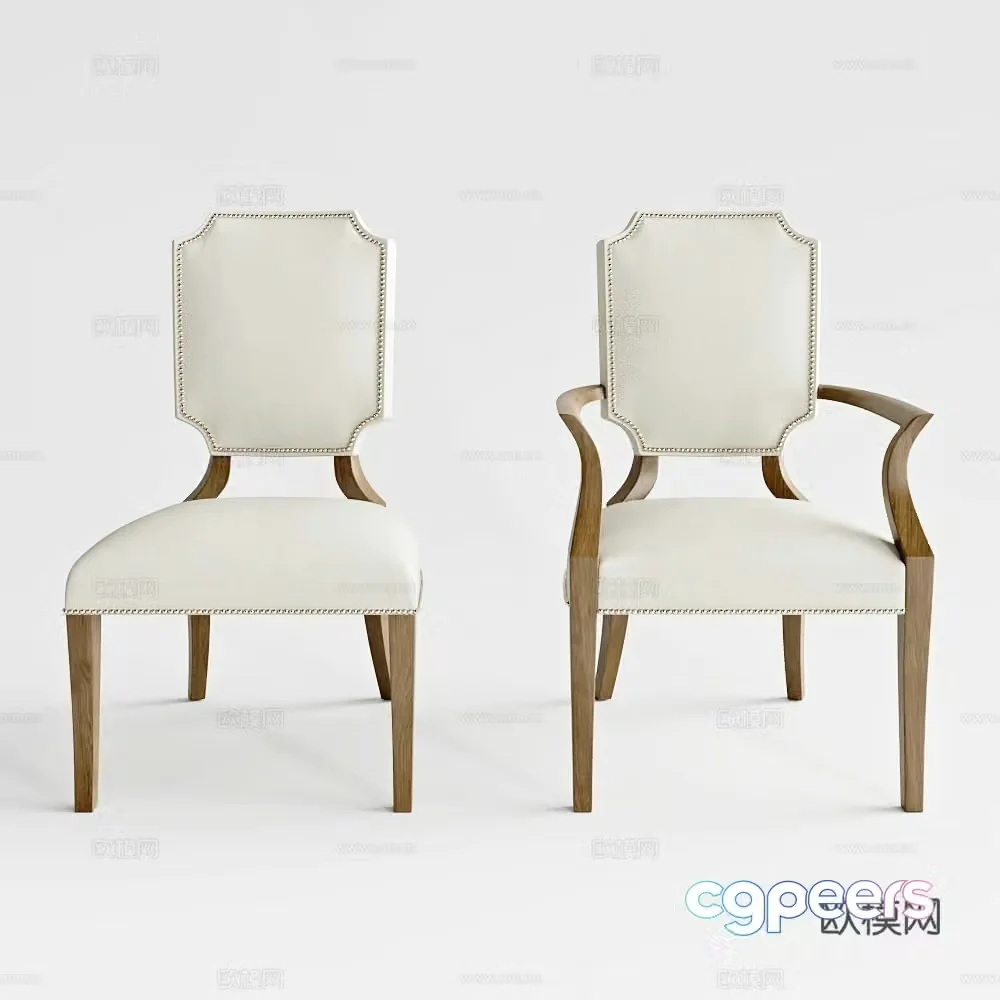 Simple European chair dining chair book chair 3d model