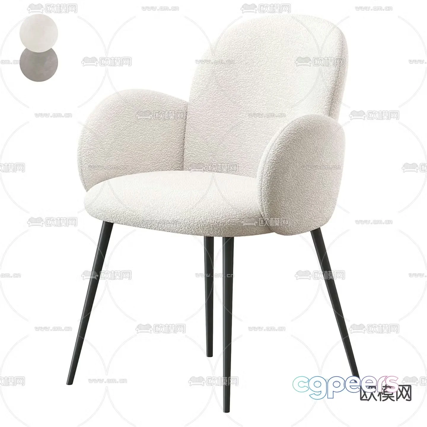 Cream style chair dining chair 3d model