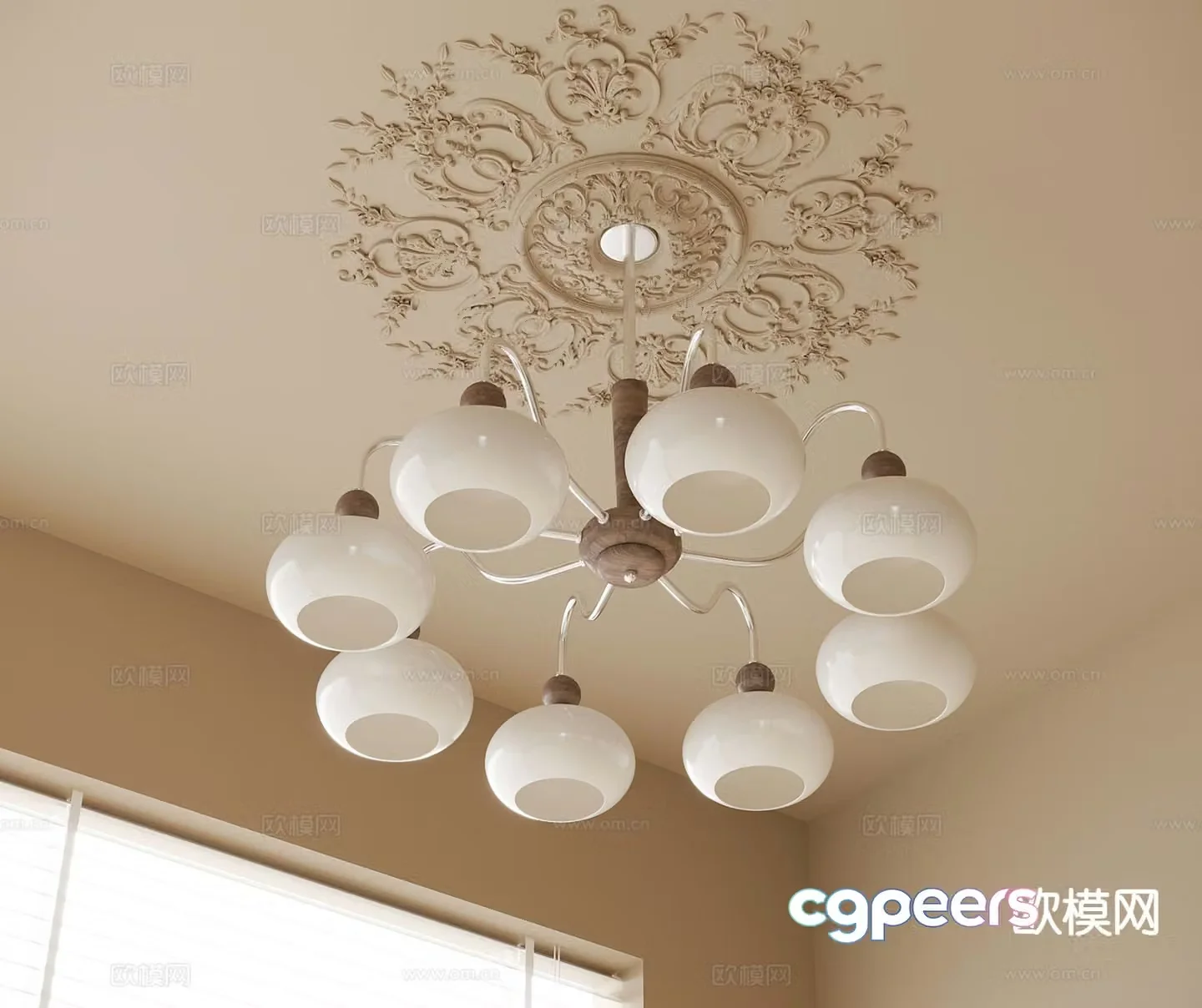 Medieval style chandelier multi-head chandelier 3D model