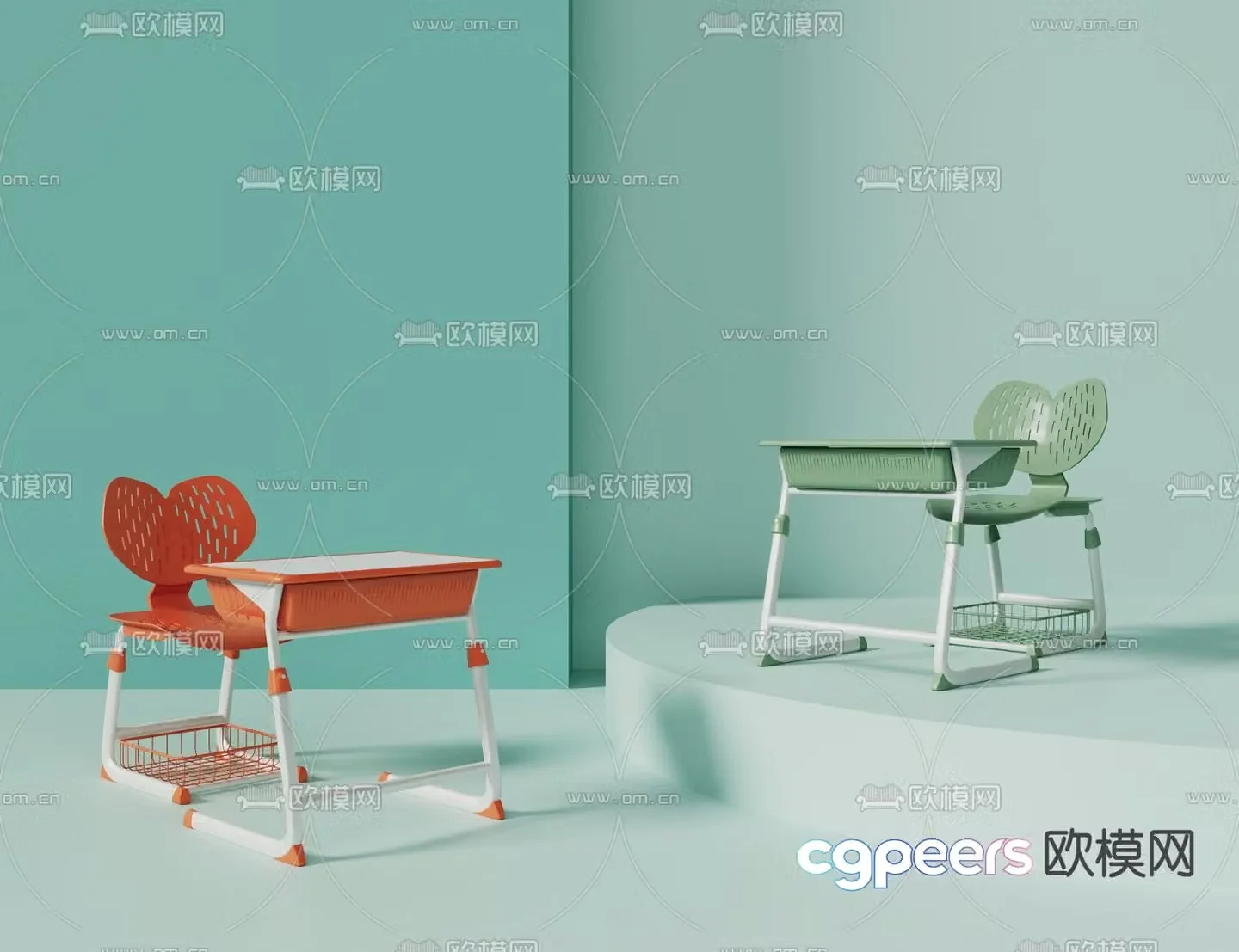 Children’s tables and chairs writing desk study table desk 3D model
