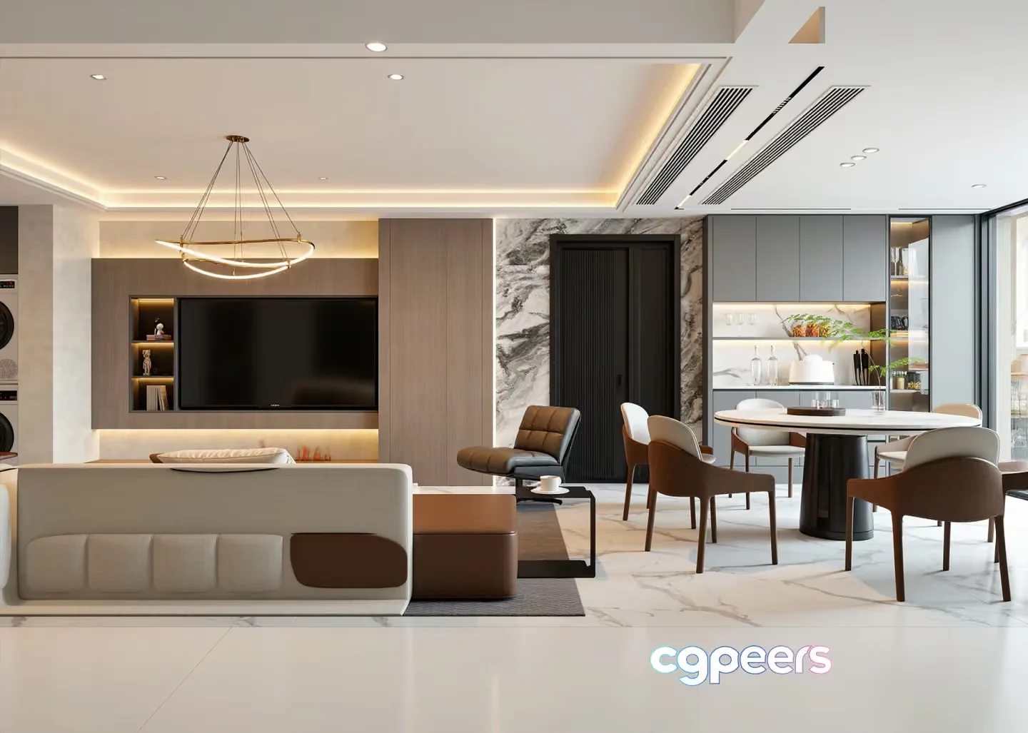 Modern Living Room 3D Model – 23159 – VRAY Render