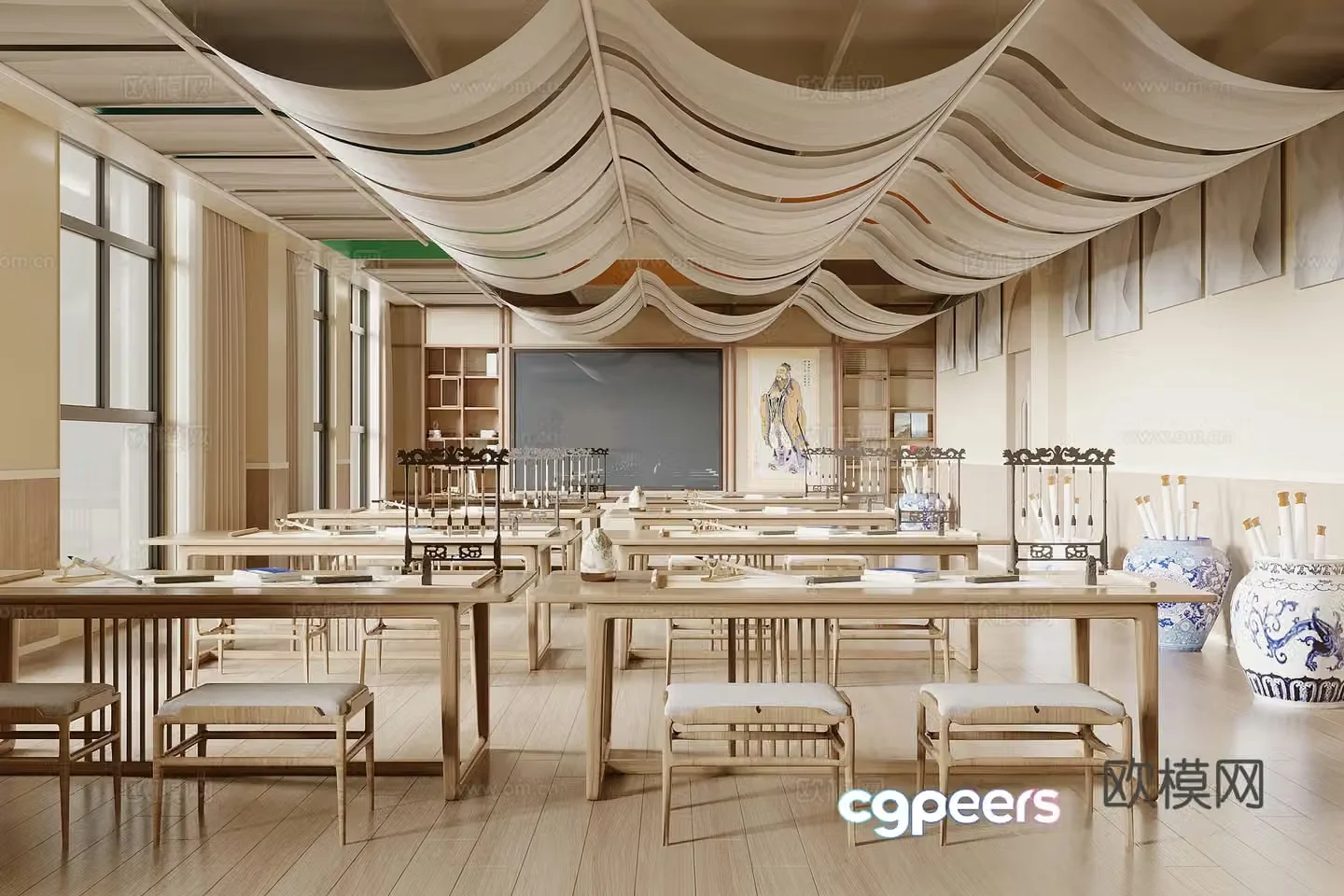 New Chinese calligraphy classroom 3D model