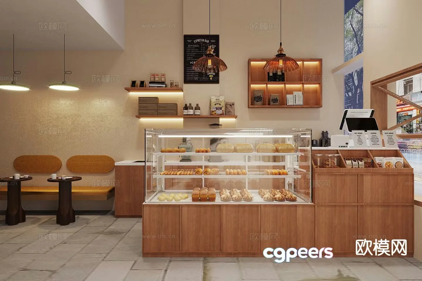 Middle style coffee shop cafe 3d model