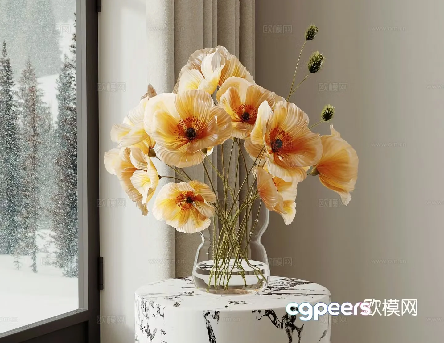 flowers flowers vase floral 3d model