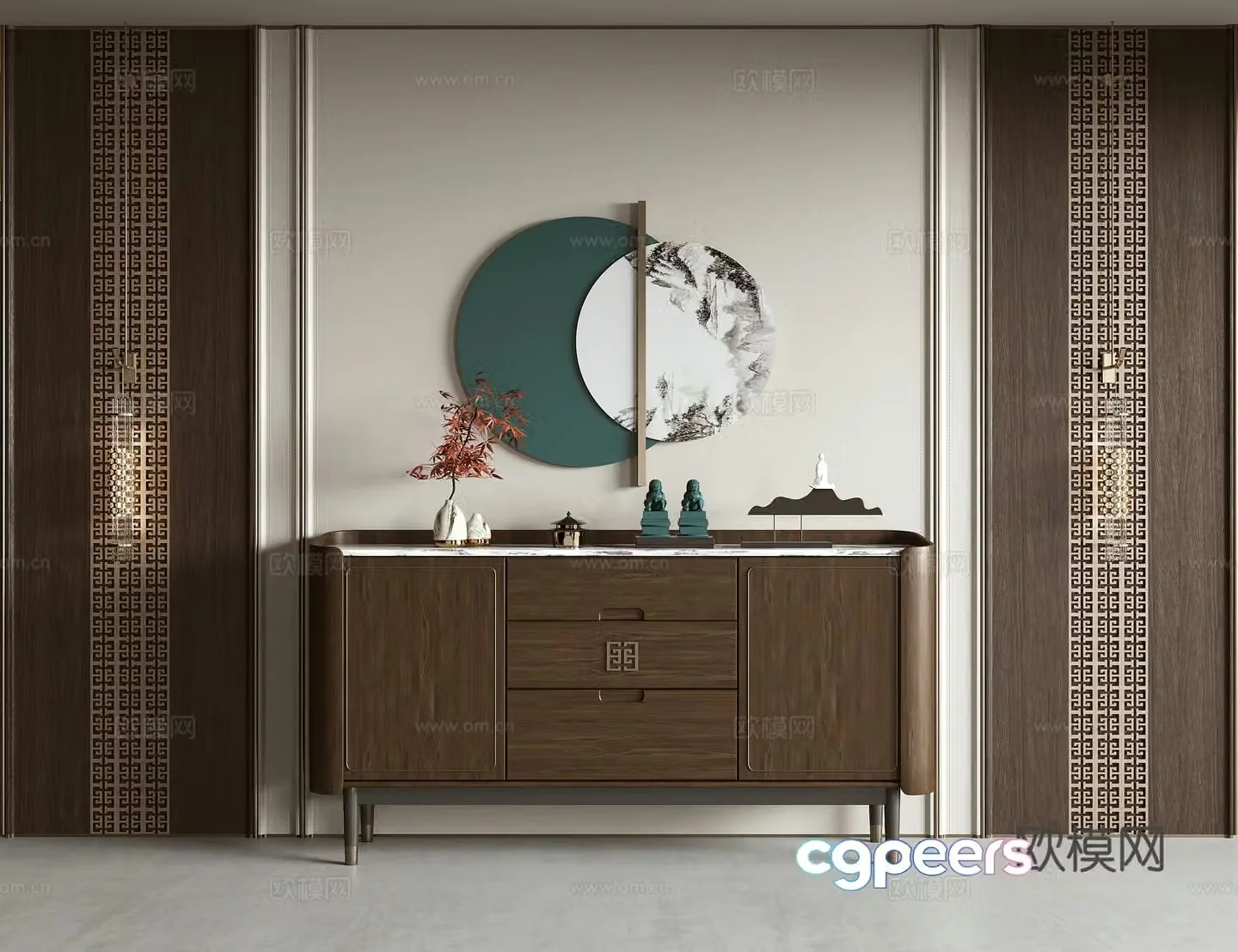 New Chinese side cabinet entrance cabinet 3D model
