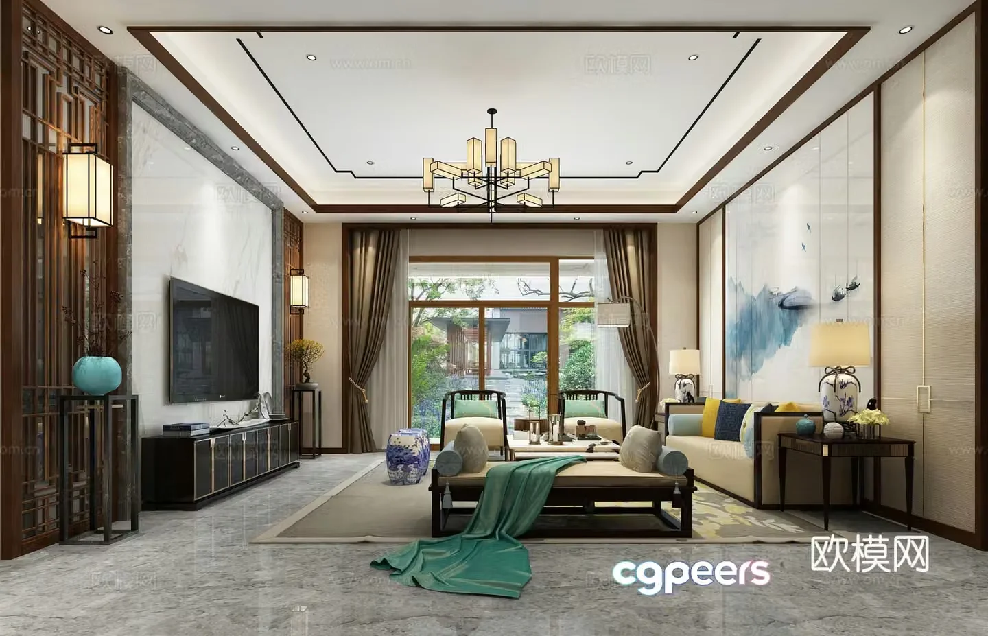 New Chinese style living room 3d model