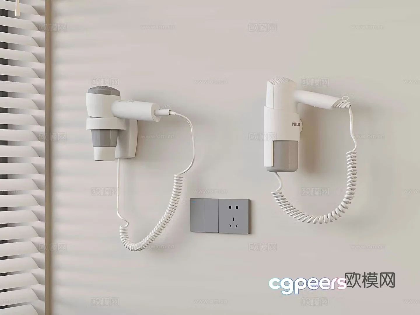 Wall mounted hair dryer hair dryer 3d model