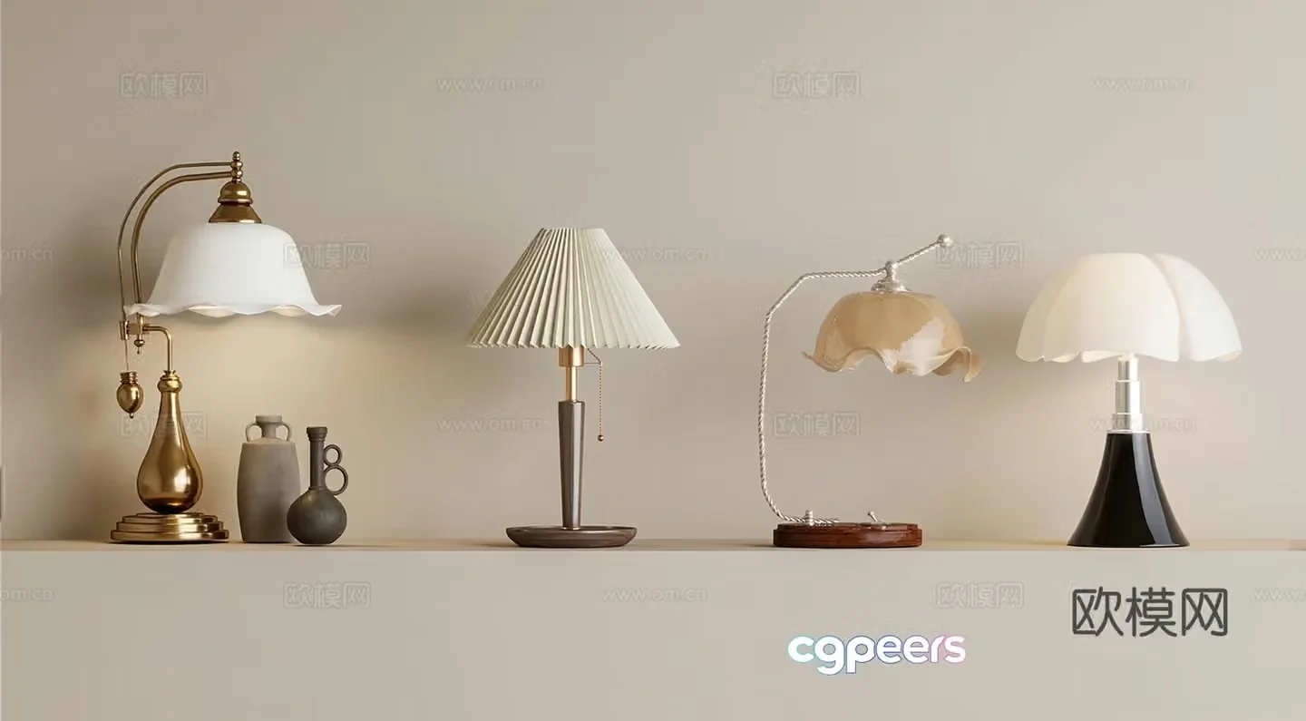 French retro table lamp bedside table lamp 3d model