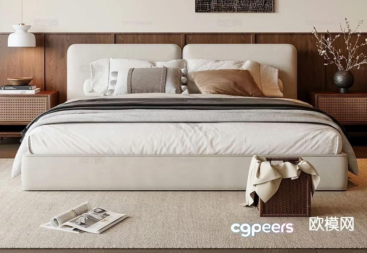 Medieval style double bed 3d model