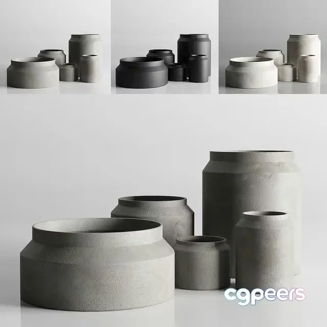 3ds Max Free – Vase concrate set 01