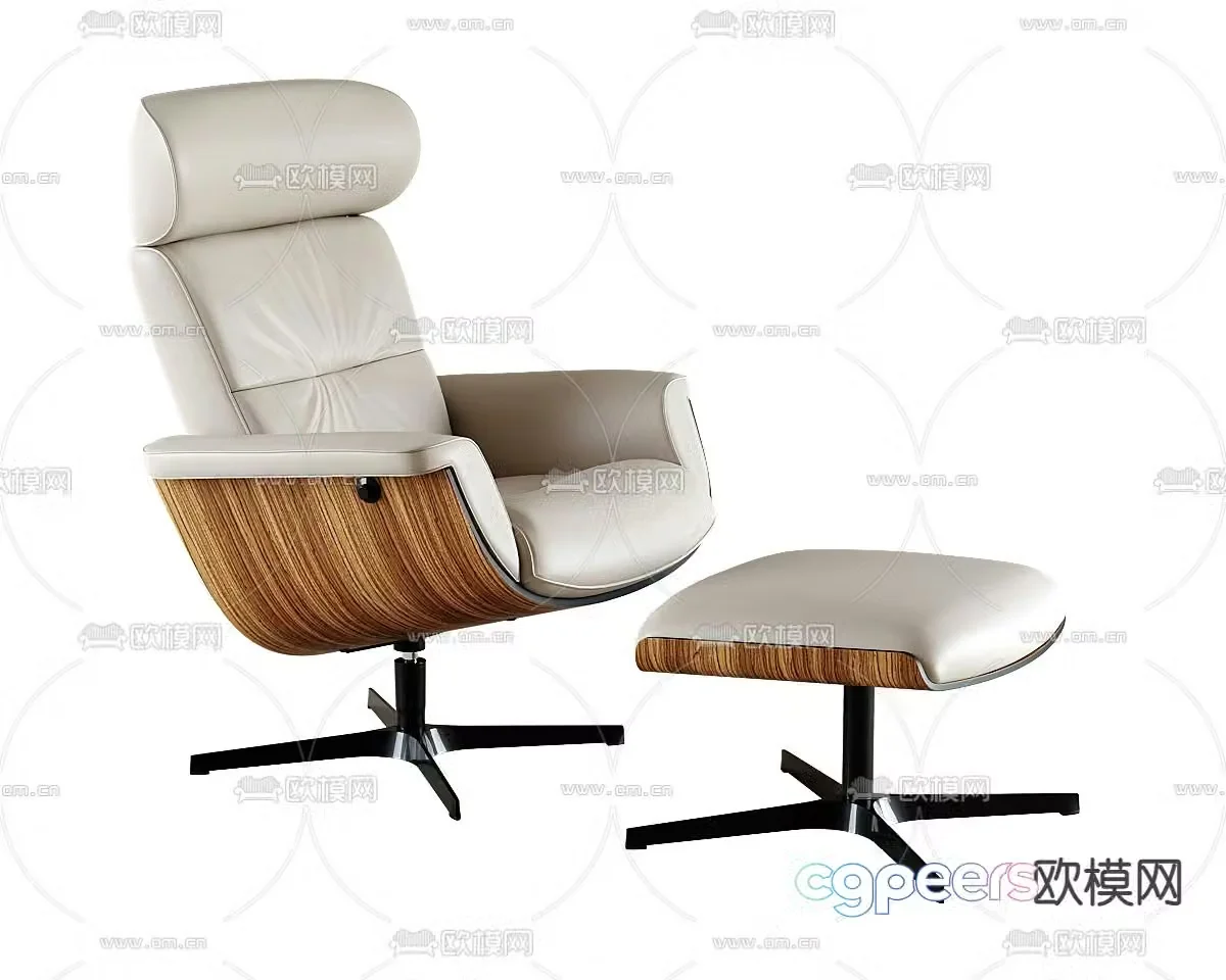 Leather executive chair boss chair footrest 3d model