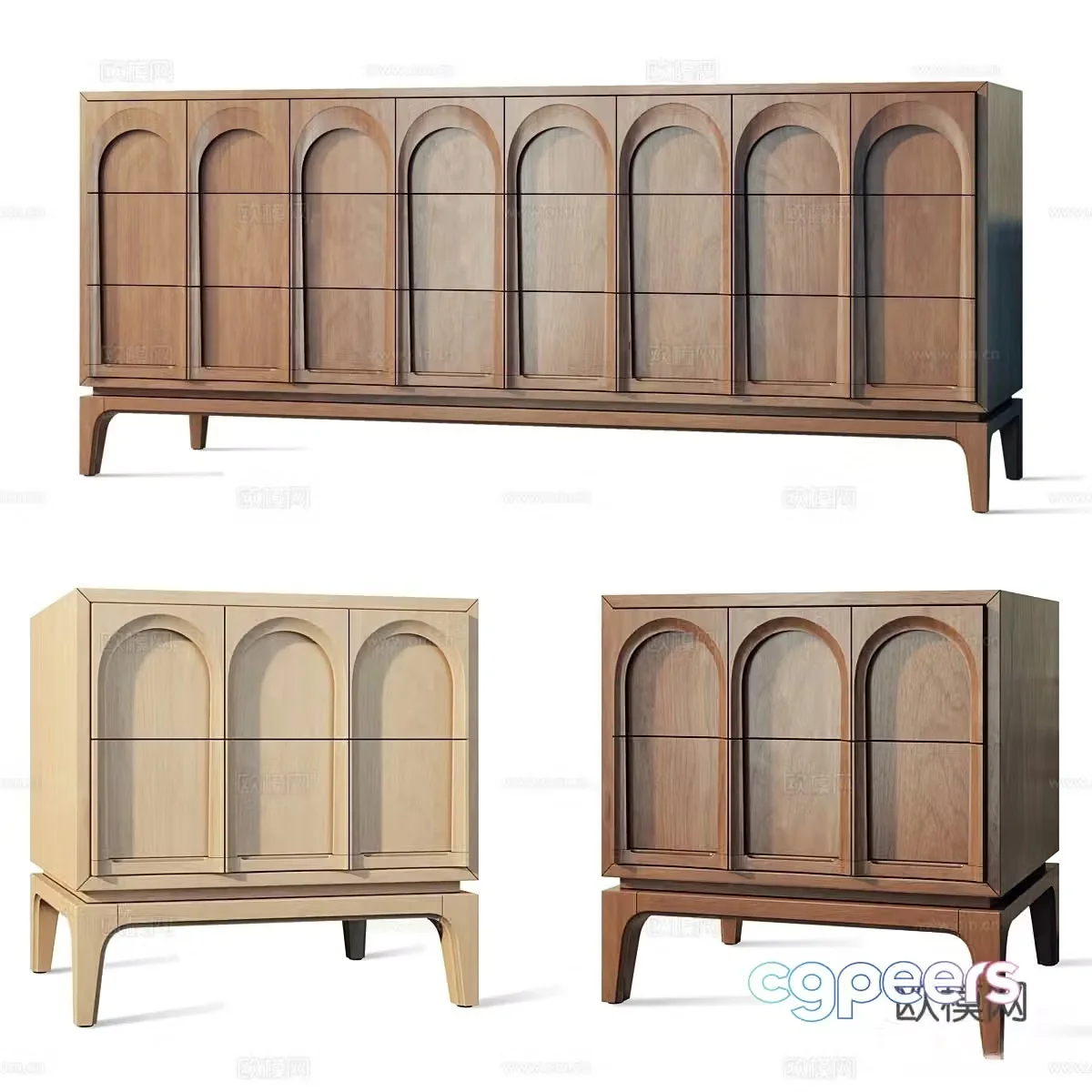 Medieval style TV cabinet bedside table side cabinet 3D model