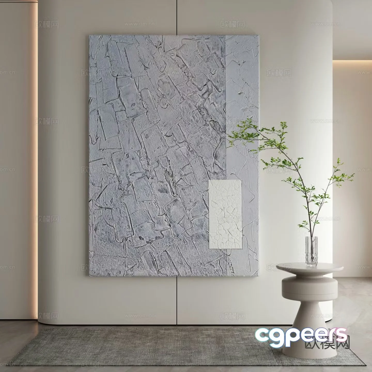 Modern decorative painting texture painting hanging painting 3d model