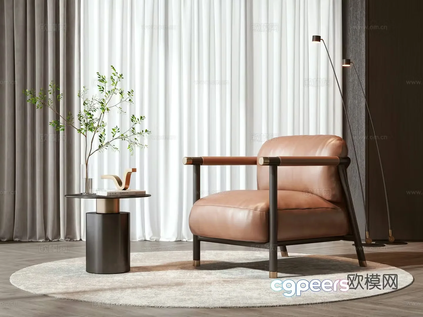 New Chinese casual chair coffee table combination 3D model