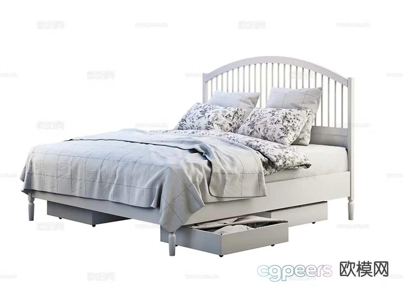 Modern double bed 3d model