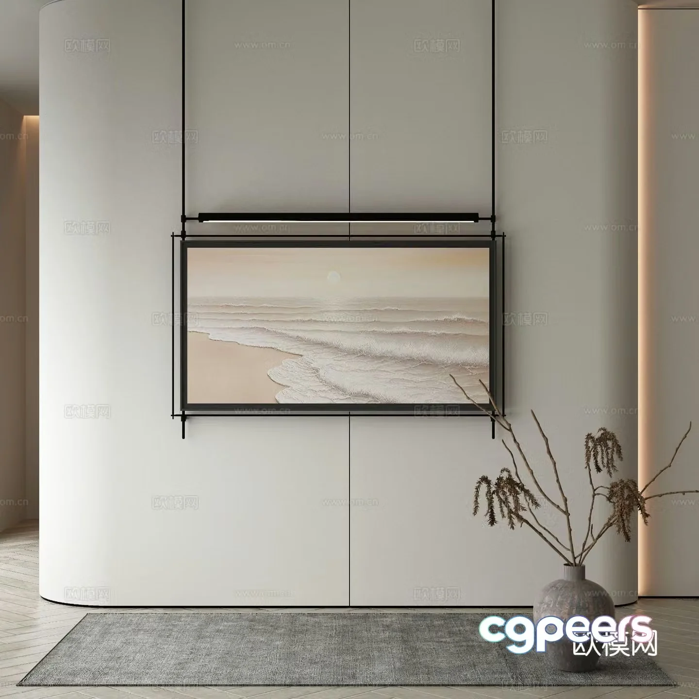 Modern beach painting decorative painting 3d model