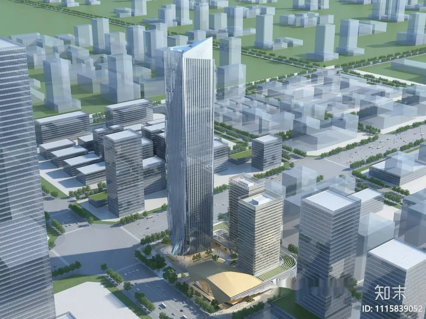 The Main Subject Is A Cityscape With Tall Buildings 3D Model – 2892 – VRAY Render