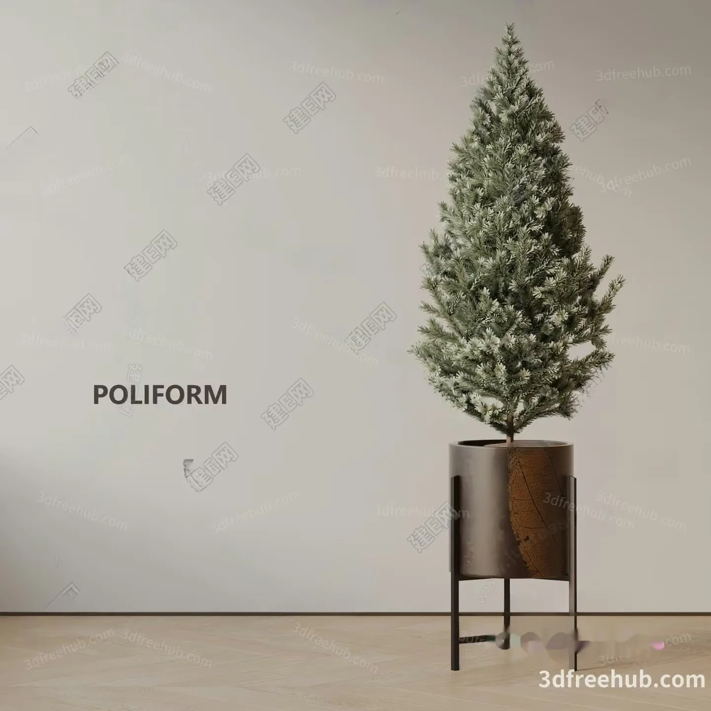 A Christmas Tree In A Pot 3D Model – 21084 – VRAY Render
