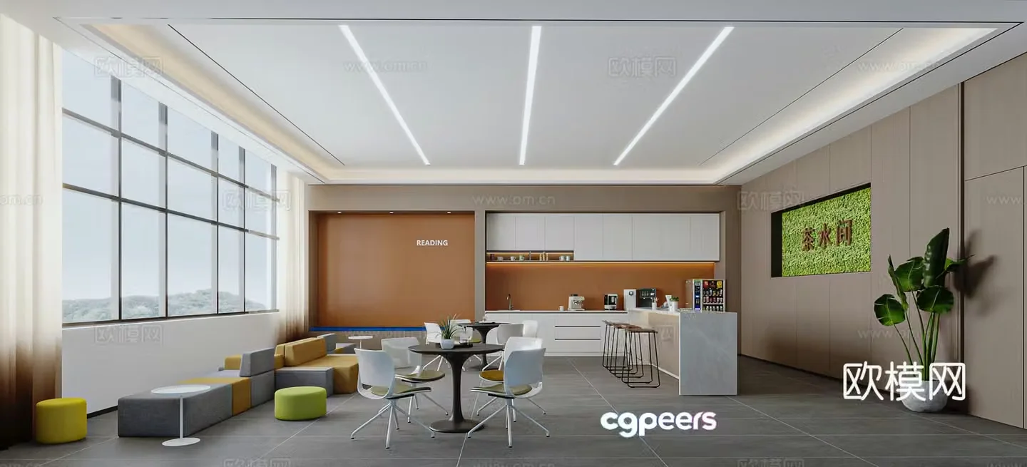Modern 3D model of tea room