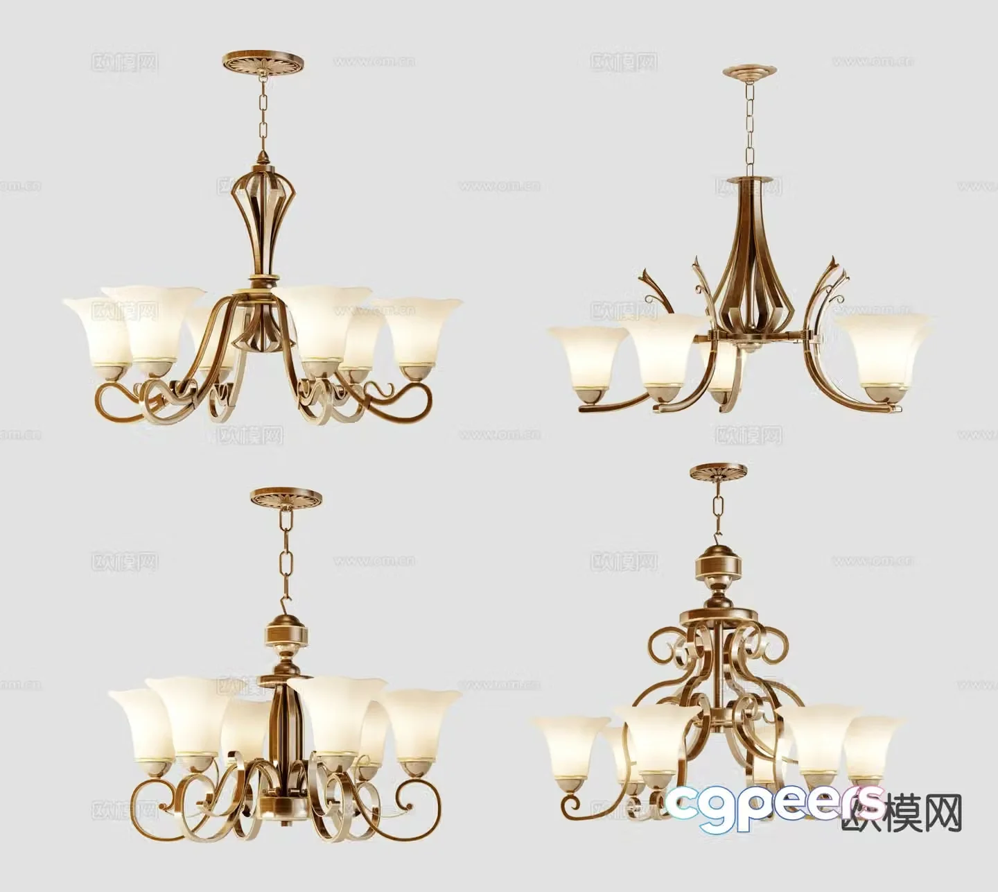 American multi-head chandelier 3d model