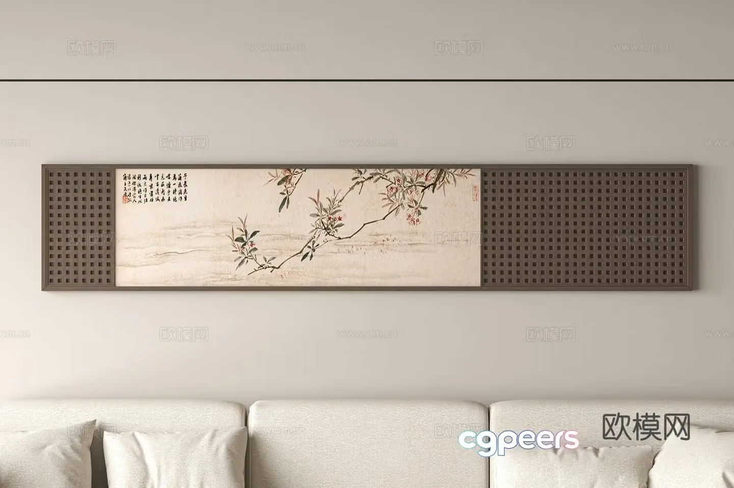 Middle-aged style hanging paintings flower paintings decorative paintings 3D model