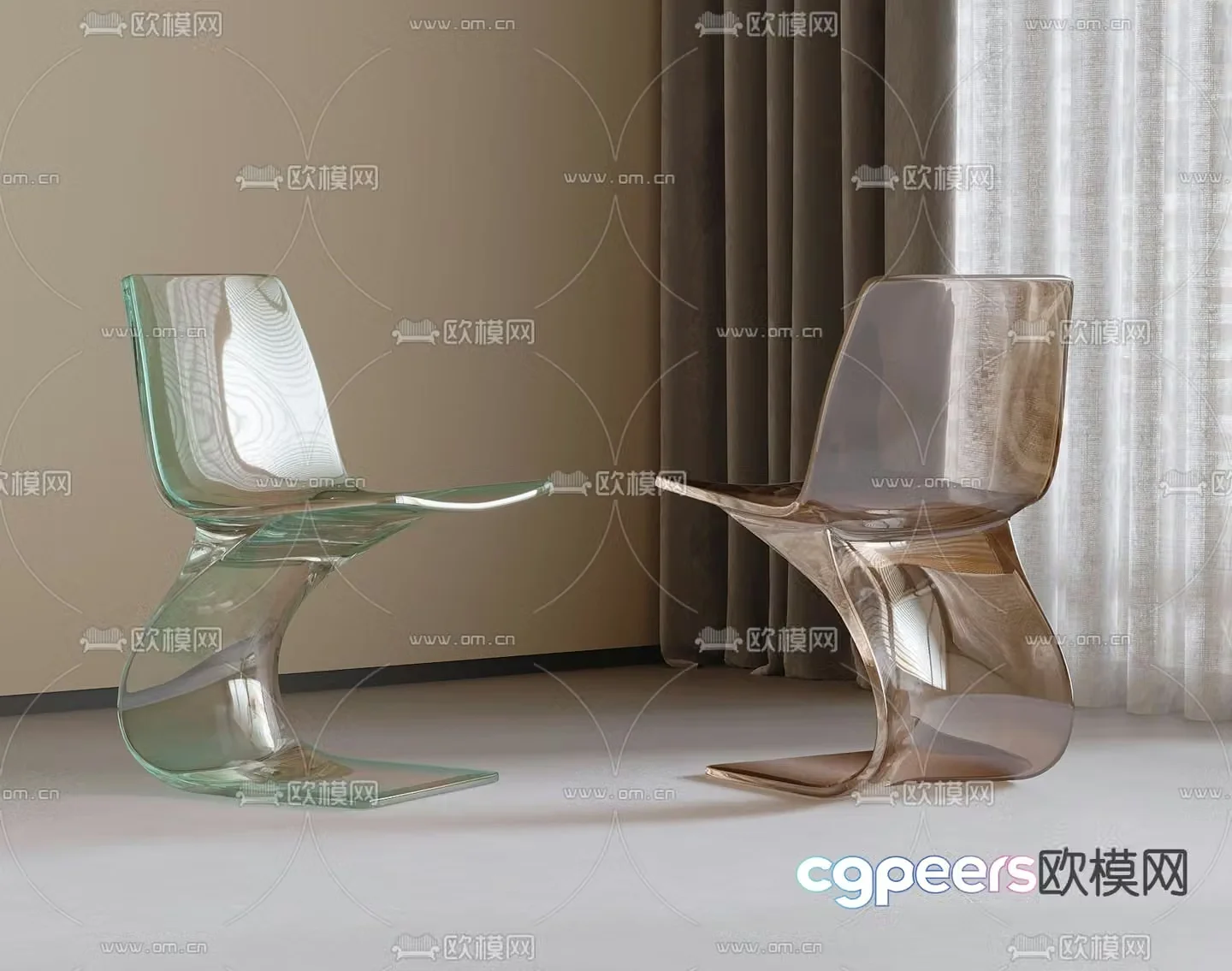 Acrylic chair dining chair 3d model