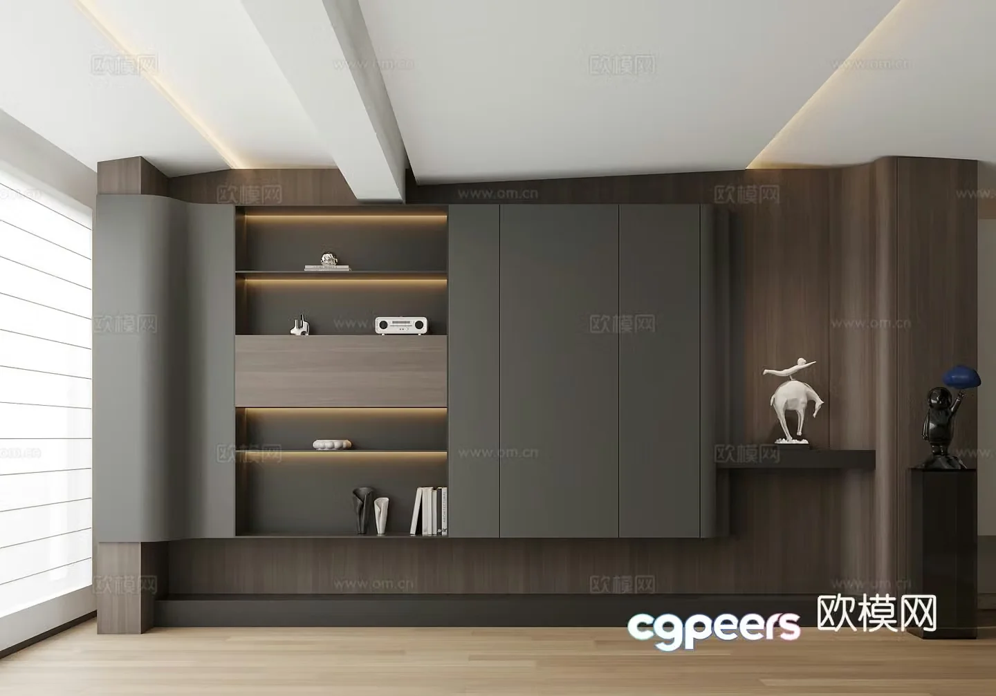 Modern Italian decorative cabinet background wall ornament 3d model