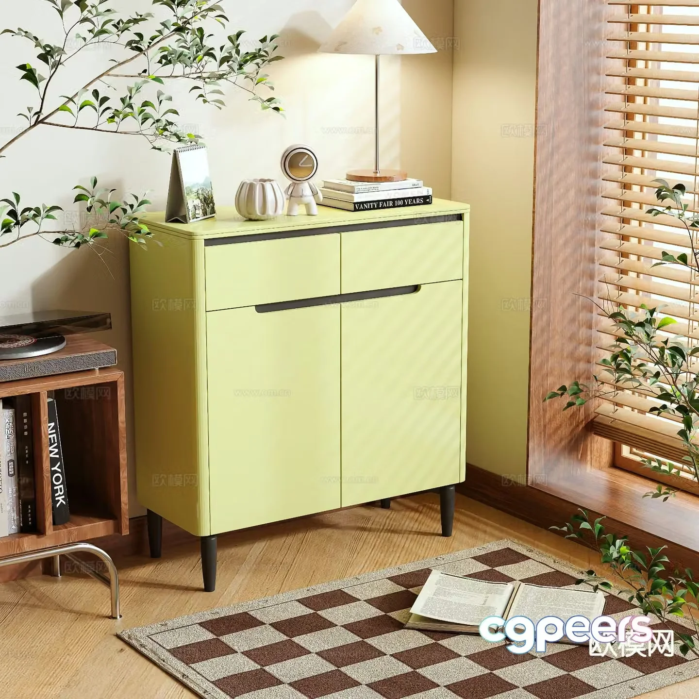 Modern low cabinet dopamine shoe cabinet 3d model