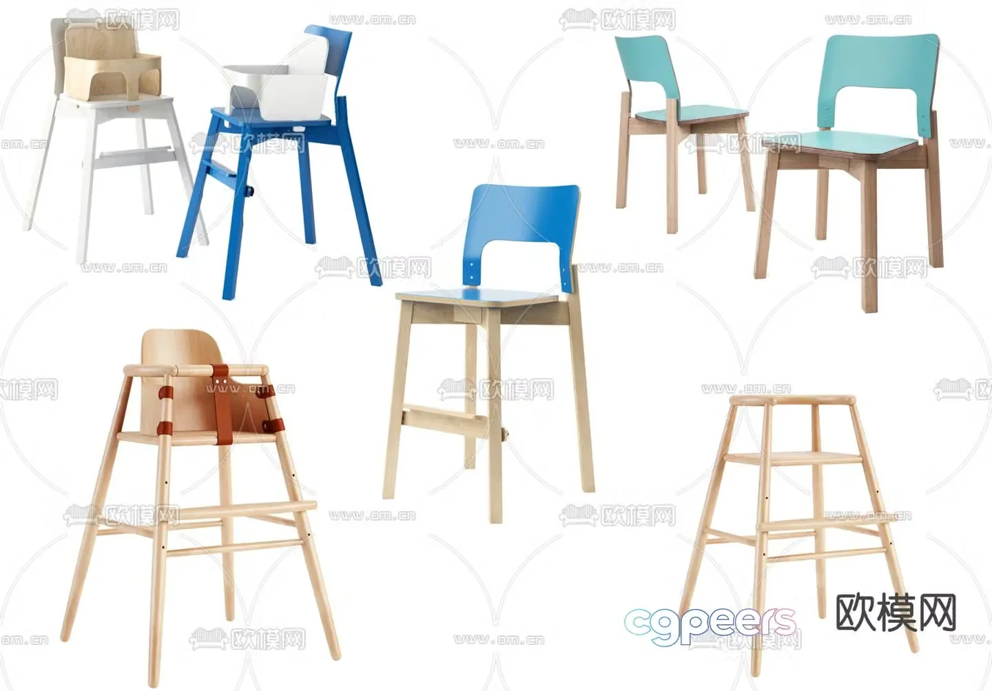 Modern children’s chair baby chair 3d model