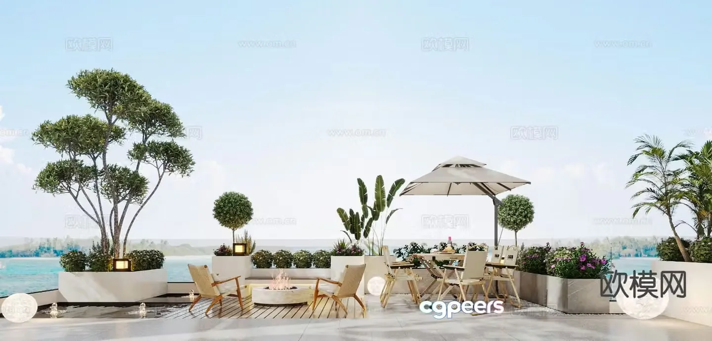 Villa courtyard garden 3d model