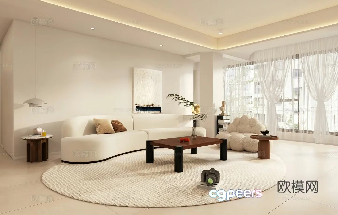 Modern Living Room 3D Model – 9181 – VRAY Render