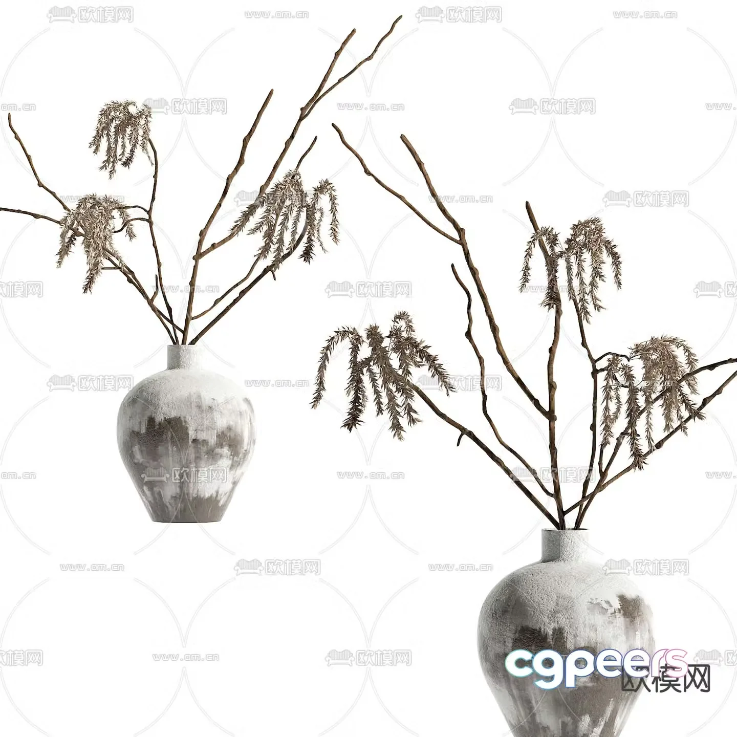 Wasabi wind potted plant dry branch ornament 3D model
