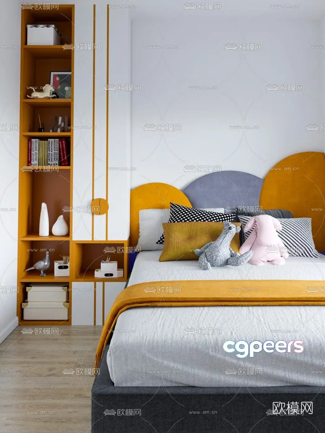 Modern fabric children’s bed 3d model