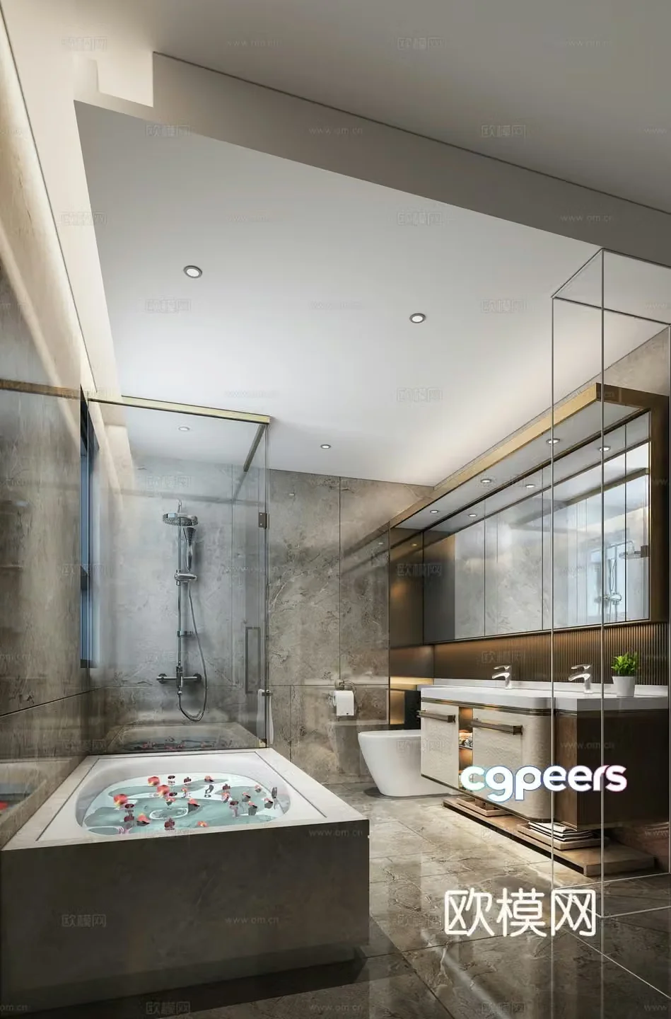 Modern master bedroom bathroom 3d model