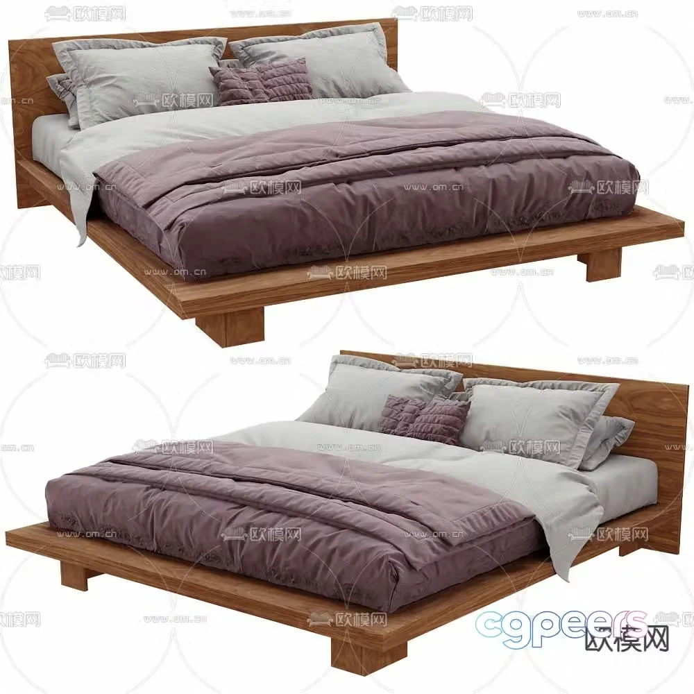 Modern double bed 3d model
