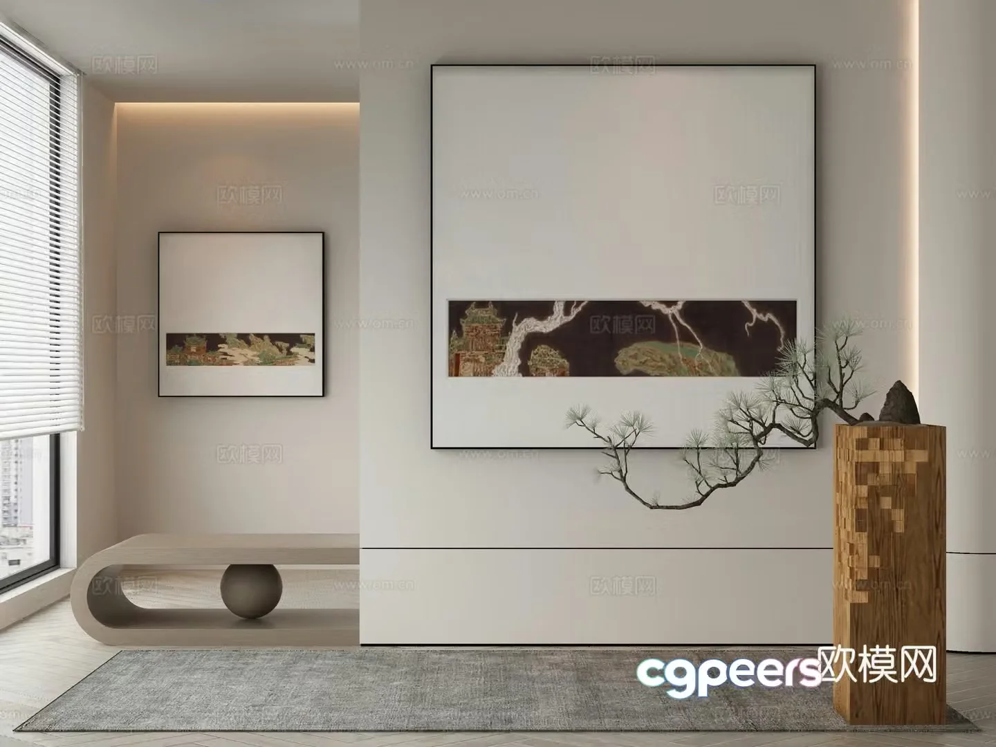 New Chinese style wasabi paintings oil paintings 3D model