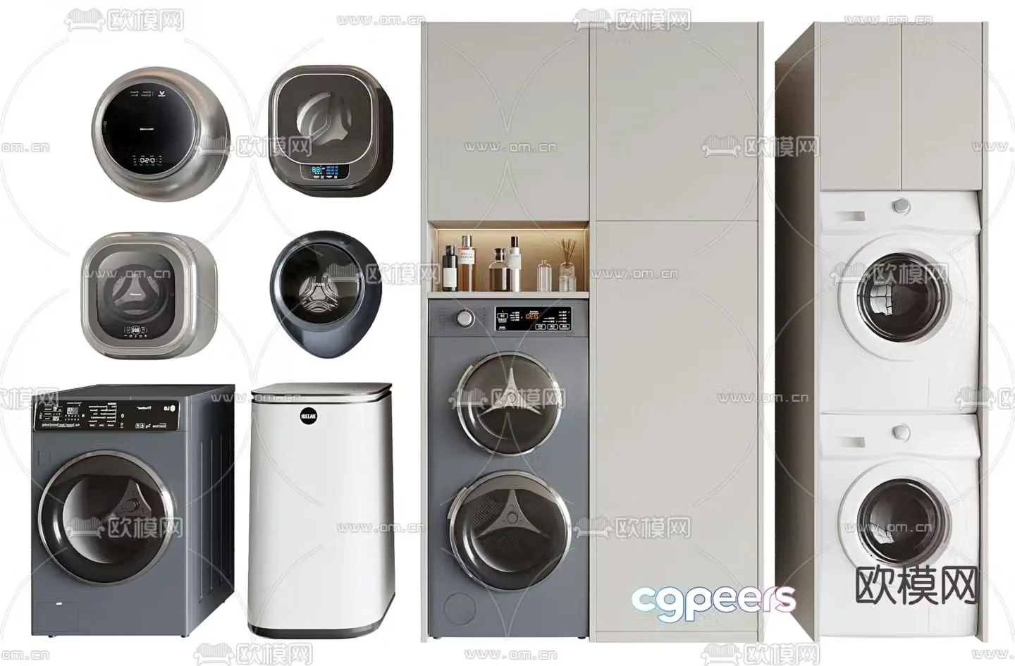 Balcony cabinet washing machine cabinet 3d model