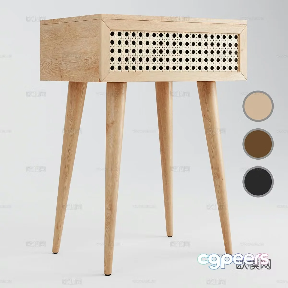 Modern Nordic log wind bedside table 3d model