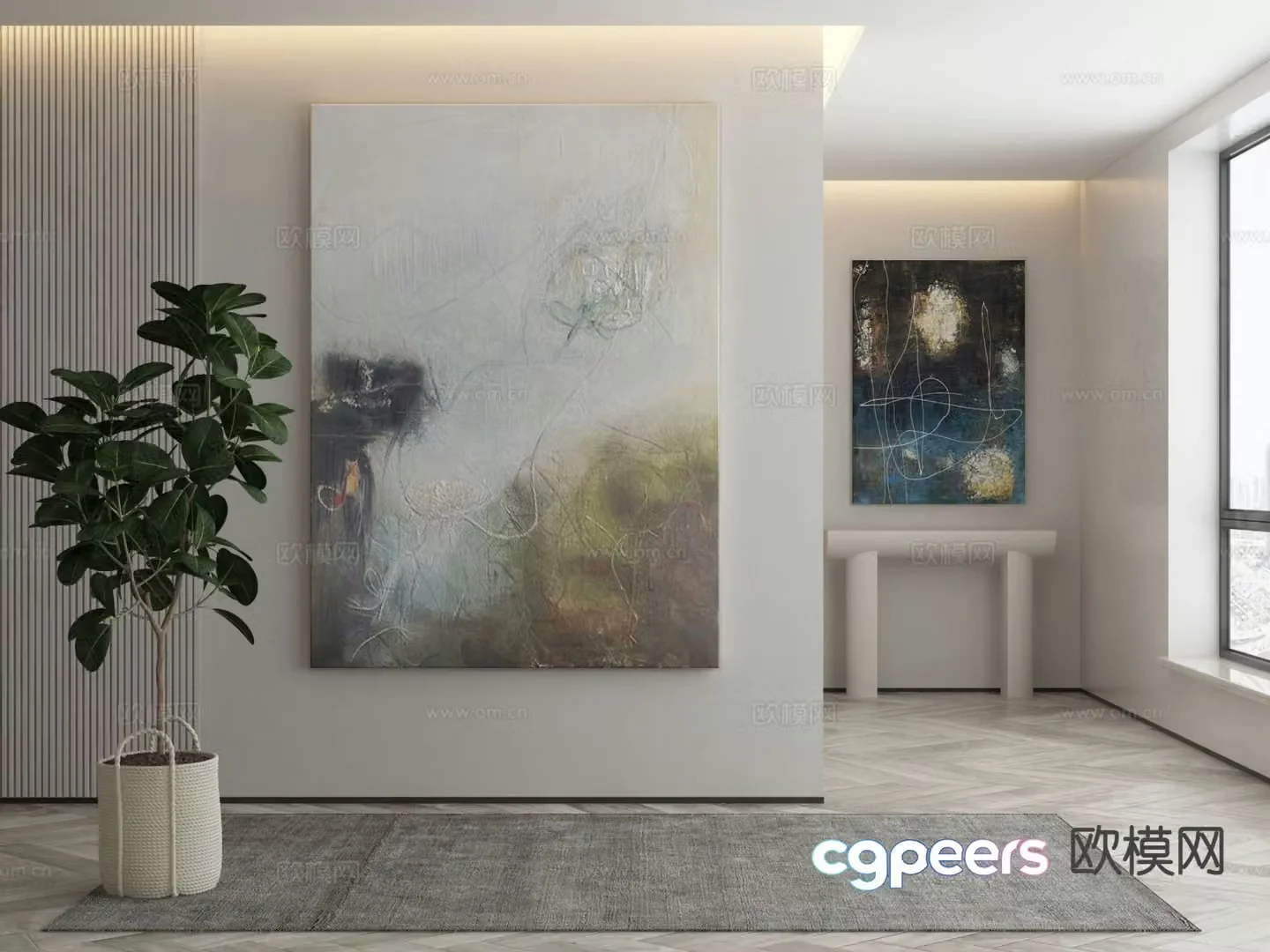 Wabi-sabi texture painting decorative painting 3d model