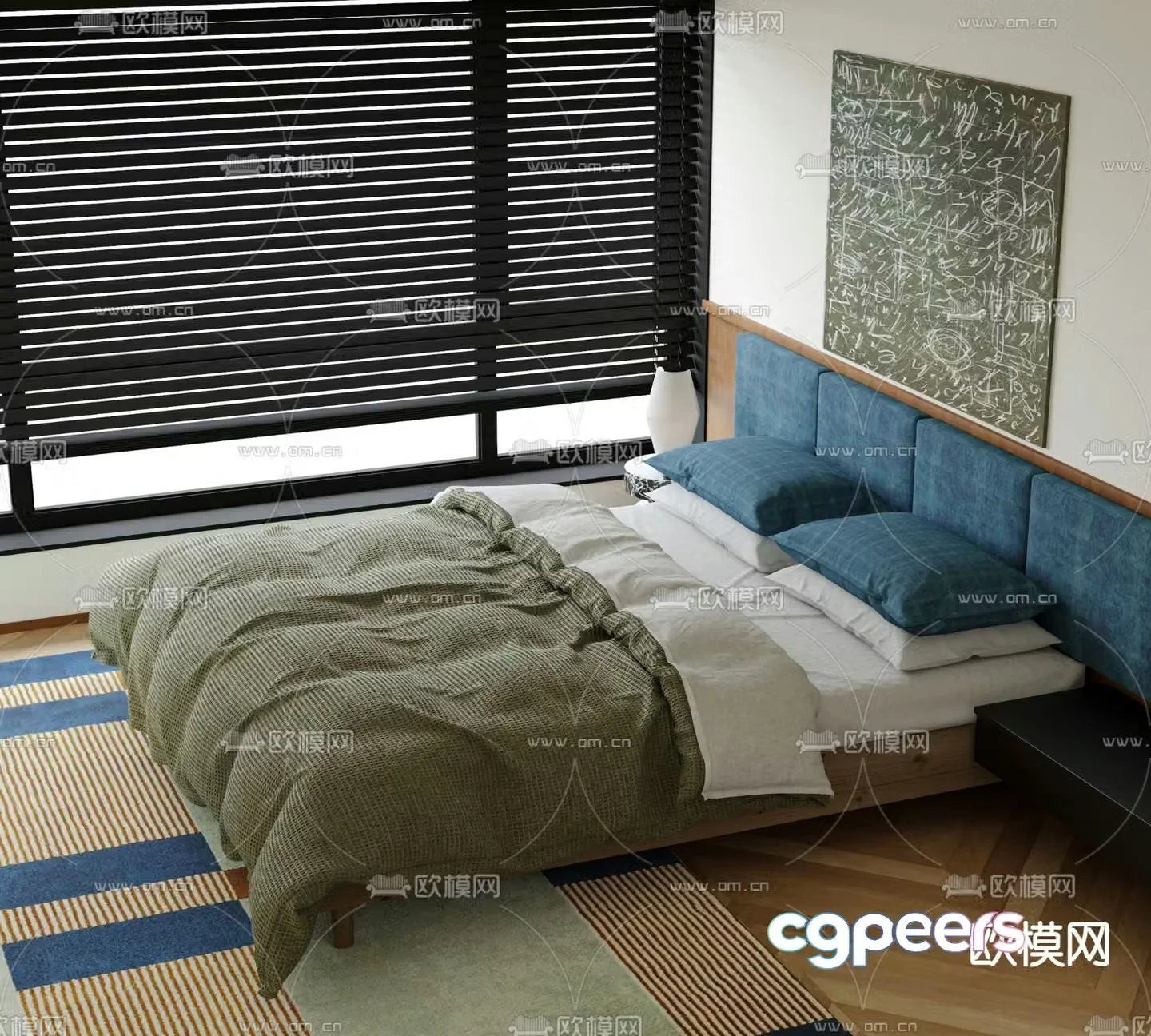 Medieval style double bed 3d model