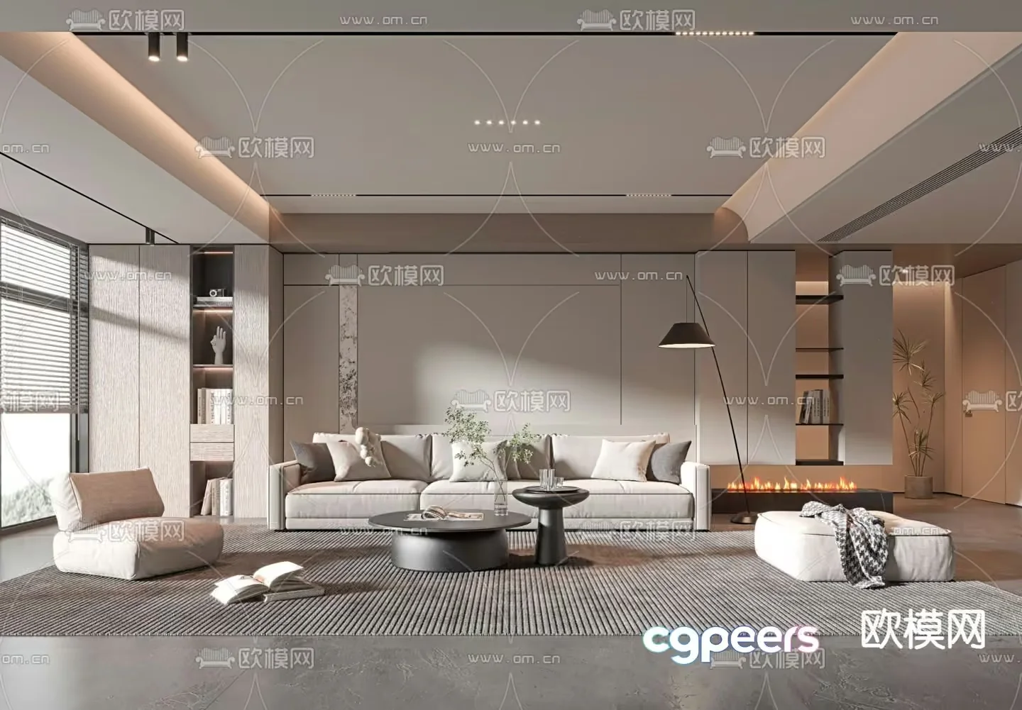 Modern Living Room 3D Model – 8339 – VRAY Render