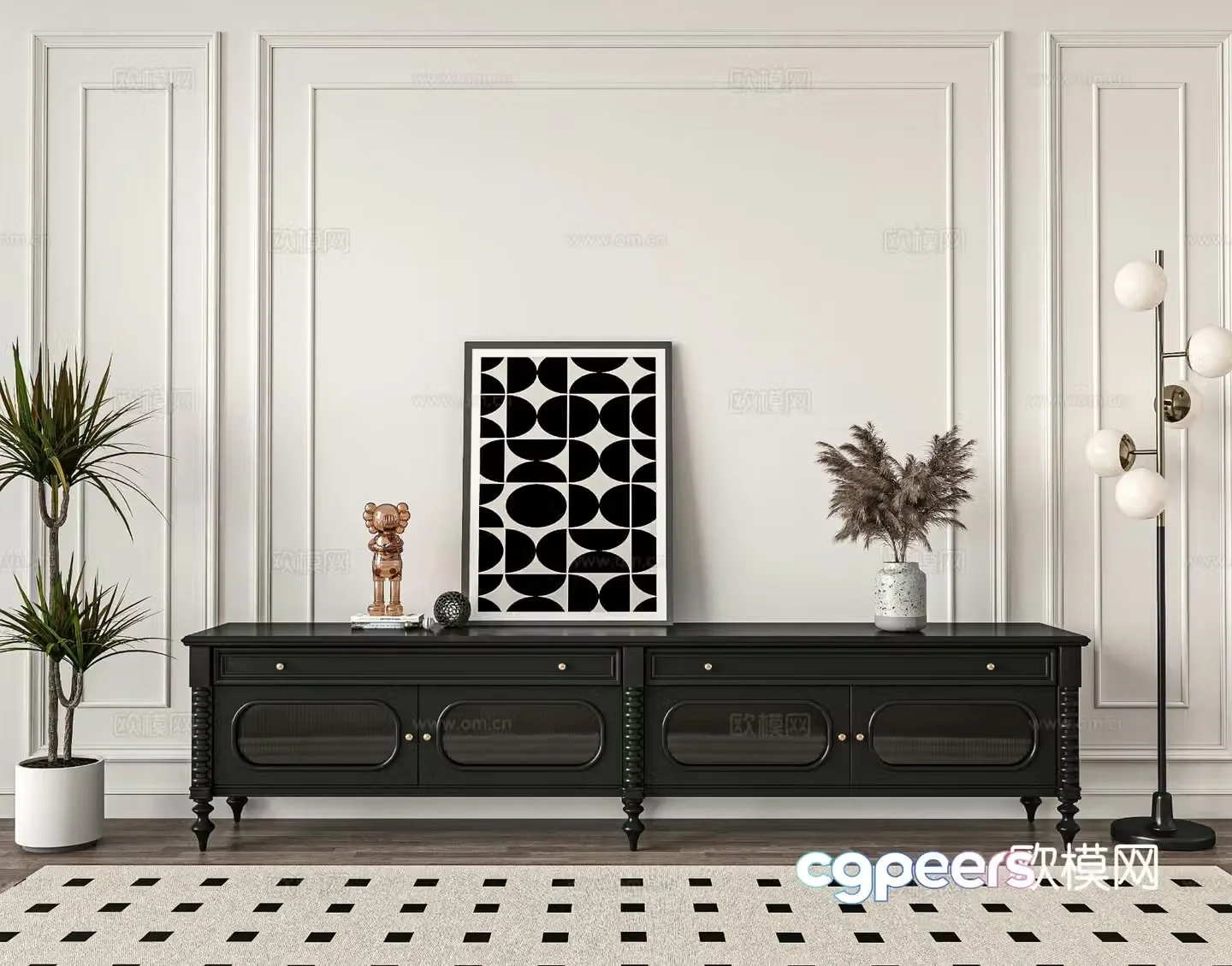 French TV cabinet 3d model