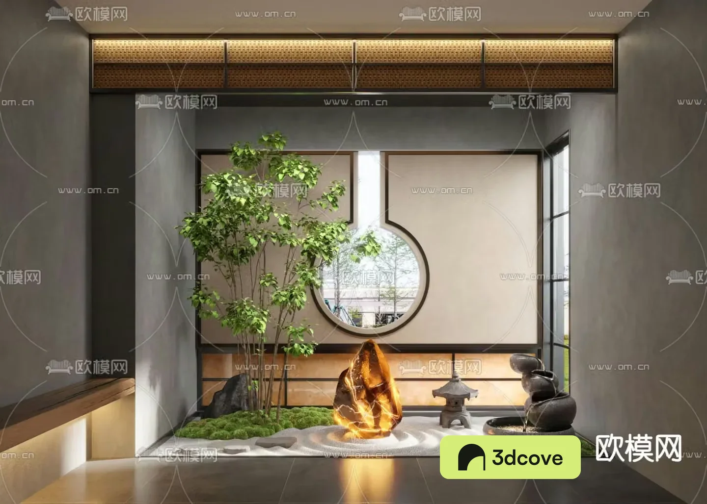 Landscape sketch indoor landscaping flowing water bowl