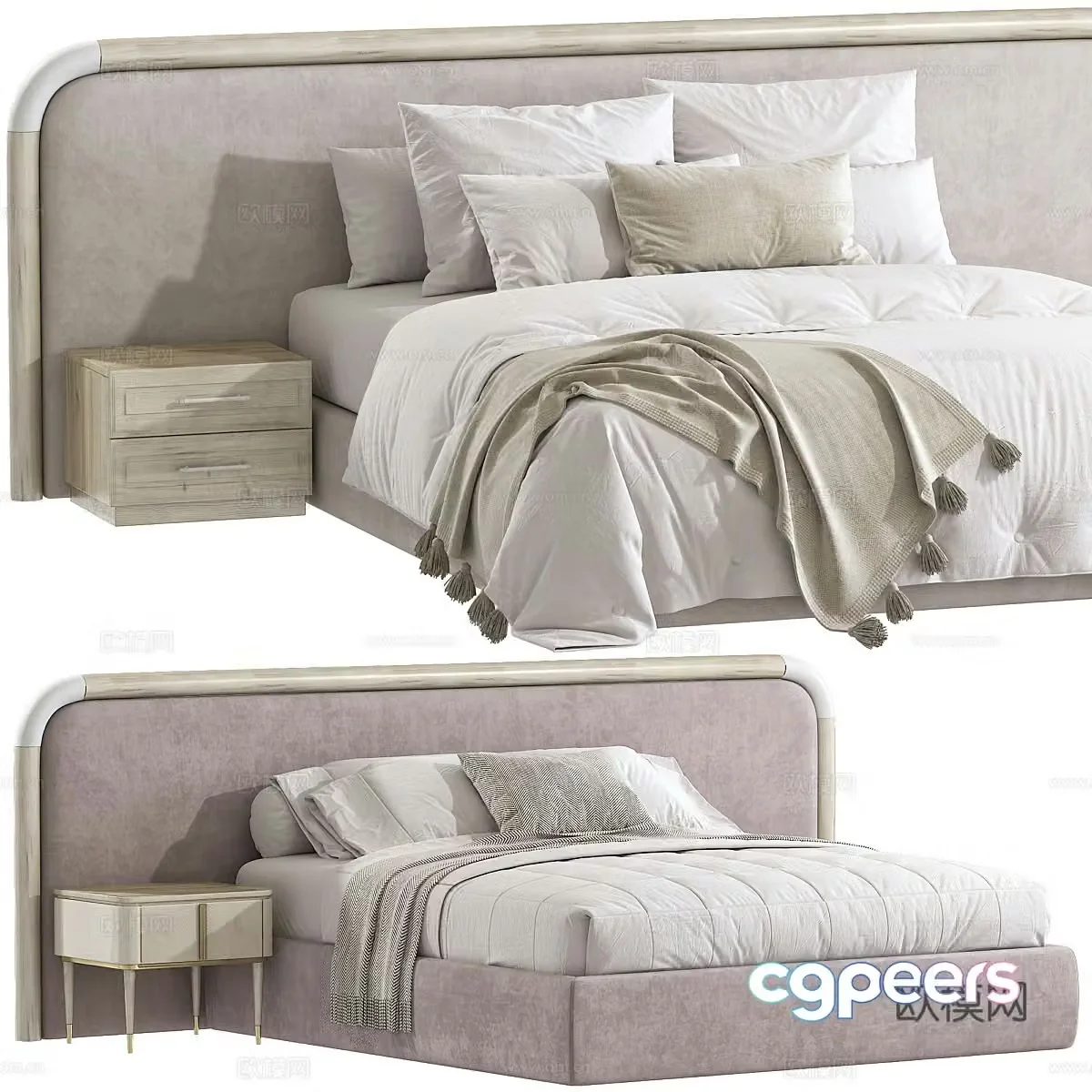 Modern Cream Style Children’s Bed 3D Model