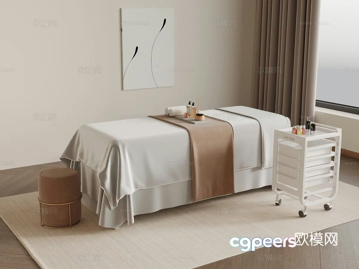 Modern massage table beauty supplies 3d model