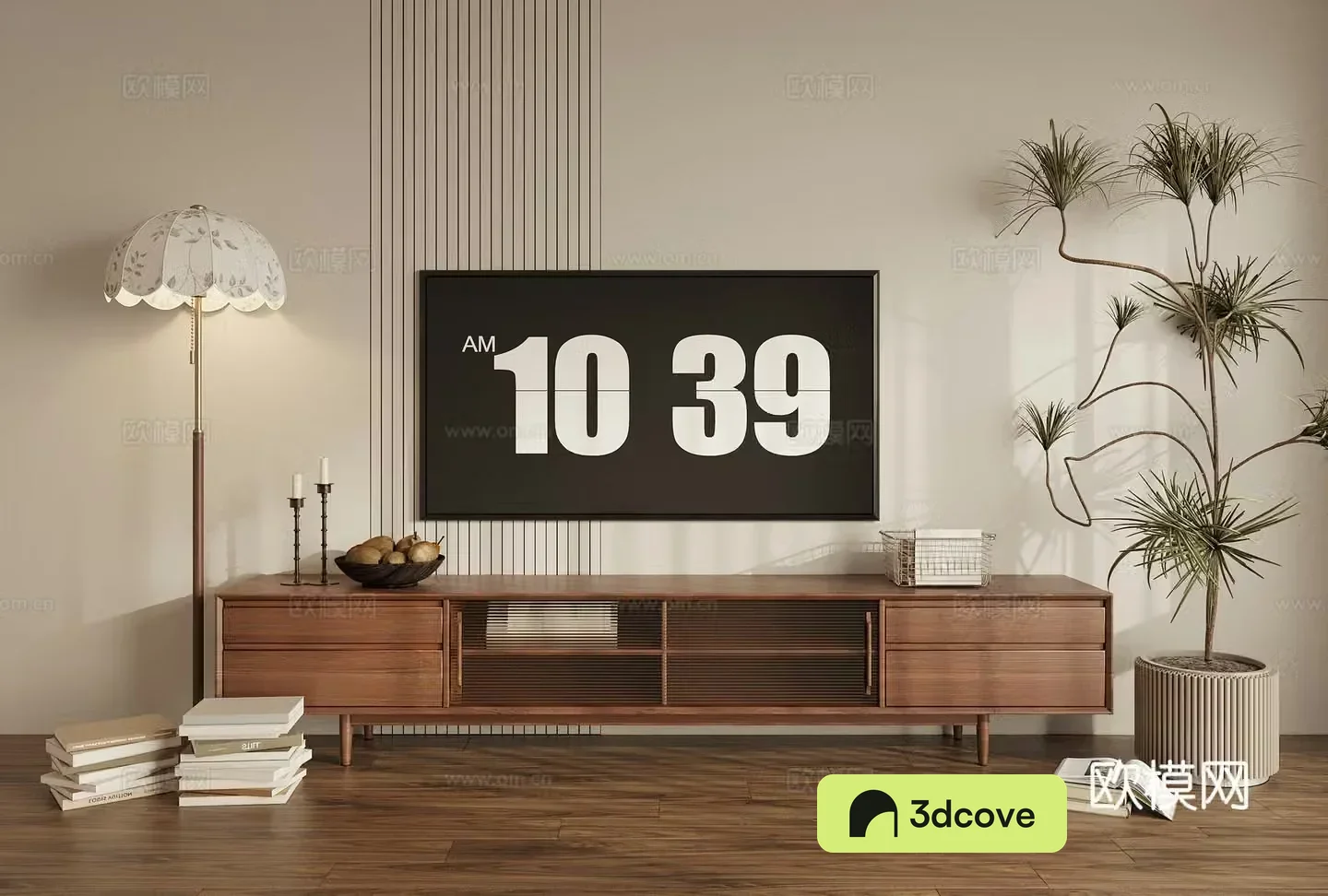 TV cabinet ornament floor lamp pot plant