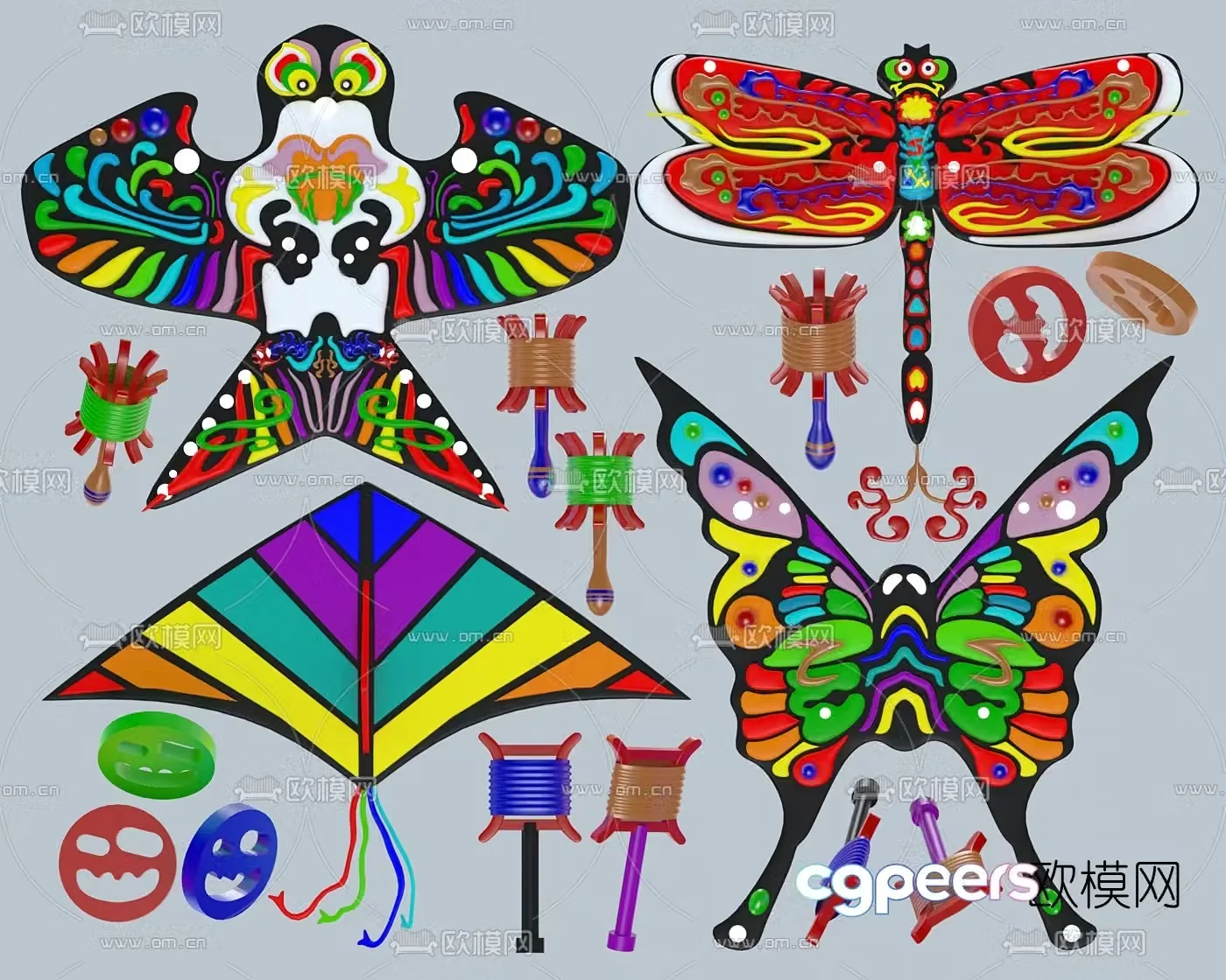 Modern toy kite 3d model