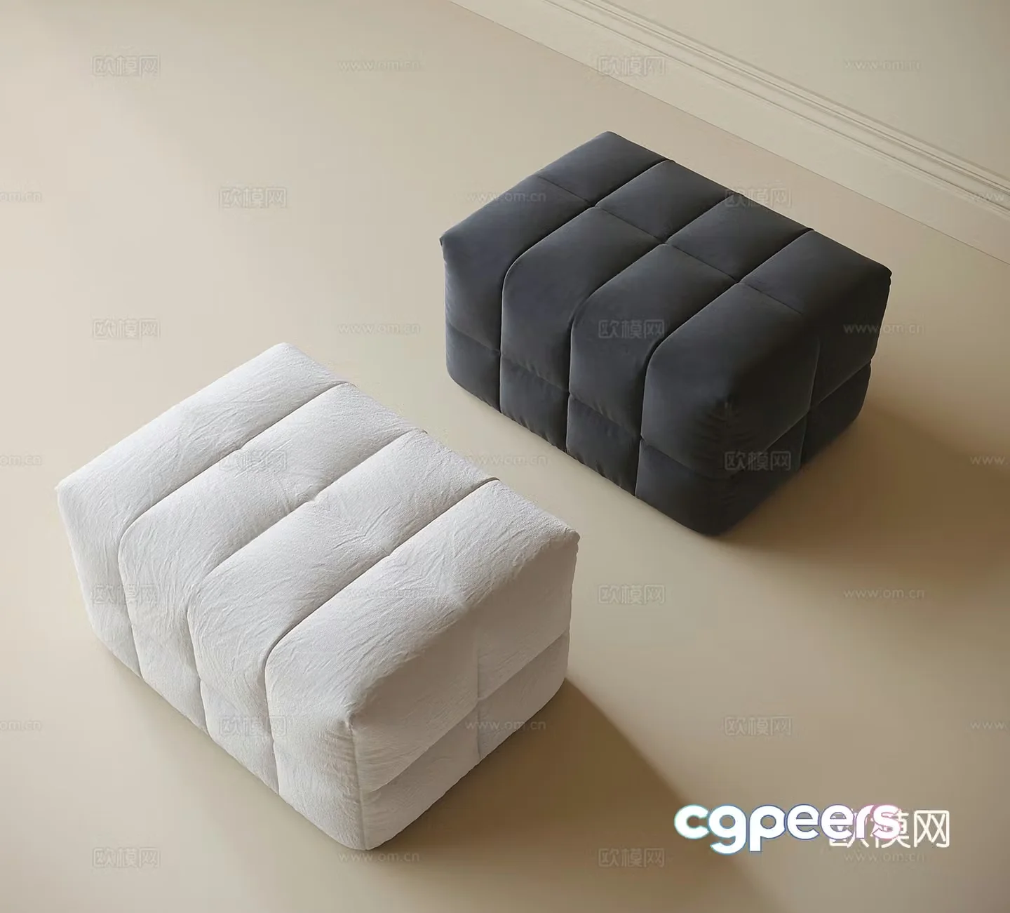 Modern fabric sofa stool 3d model