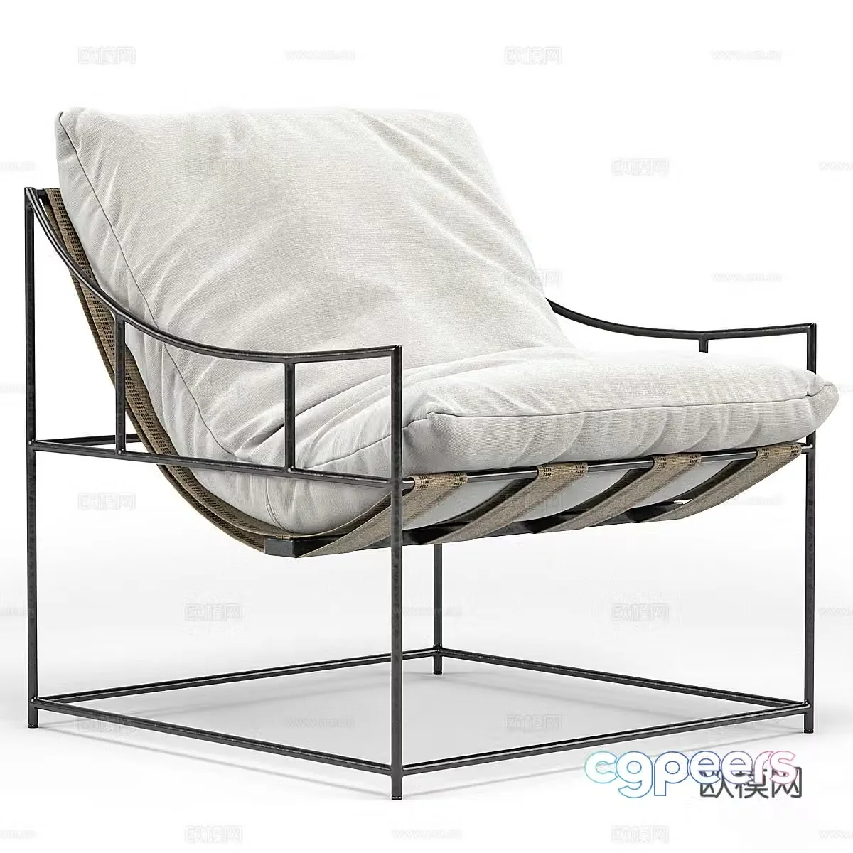 Minimalist leisure chair Outdoor leisure chair Garden leisure chair Garden single chair Fabric leisure chair Simple 3D model