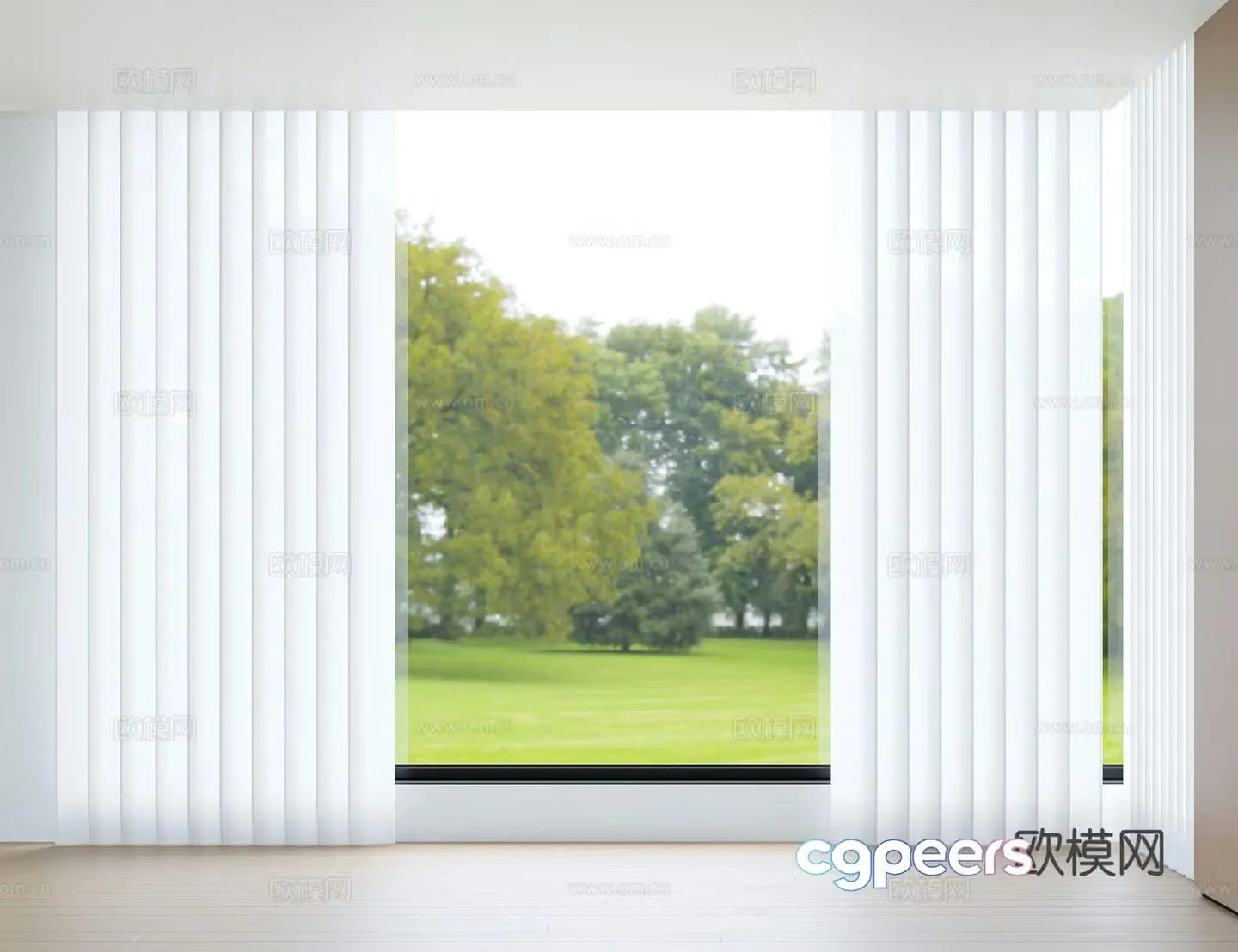 Modern curtains venetian blinds blackout curtains 3d model